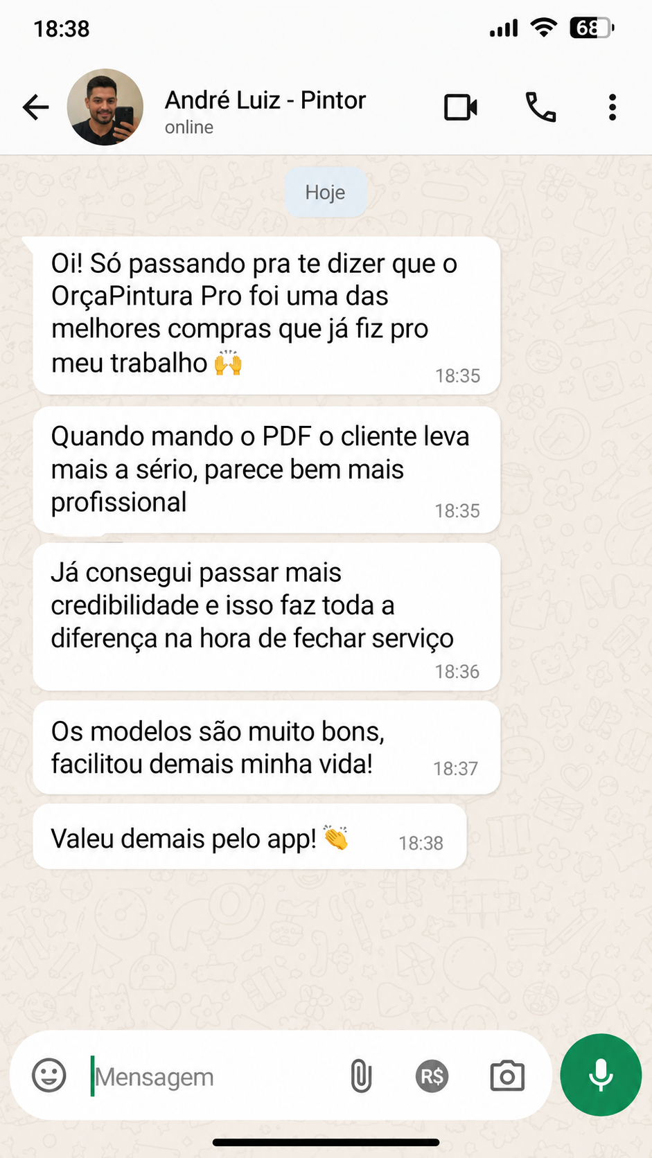 Depoimento de André Luiz no WhatsApp
