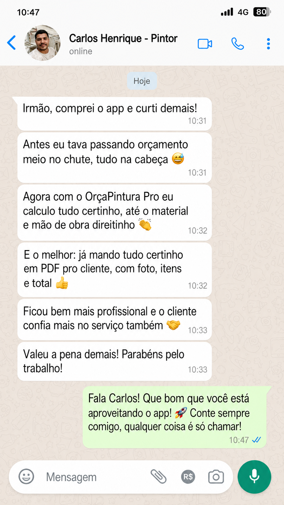 Depoimento de Carlos Henrique no WhatsApp
