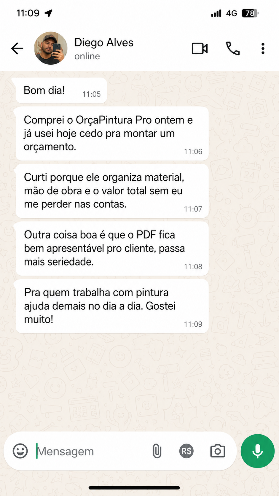 Depoimento de Diego Alves no WhatsApp